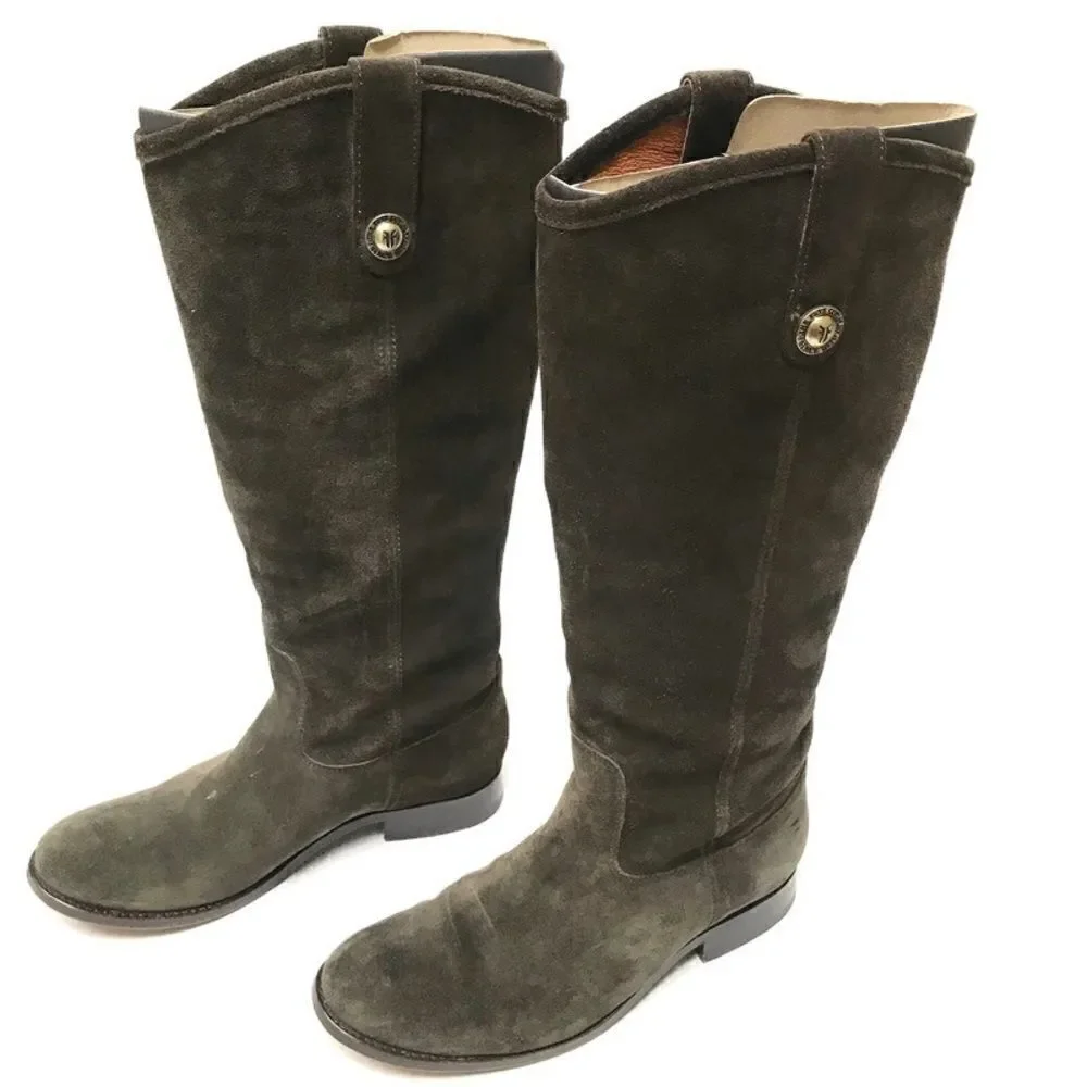 ‎Frye Melissa button knee suede western riding boots 6.5B